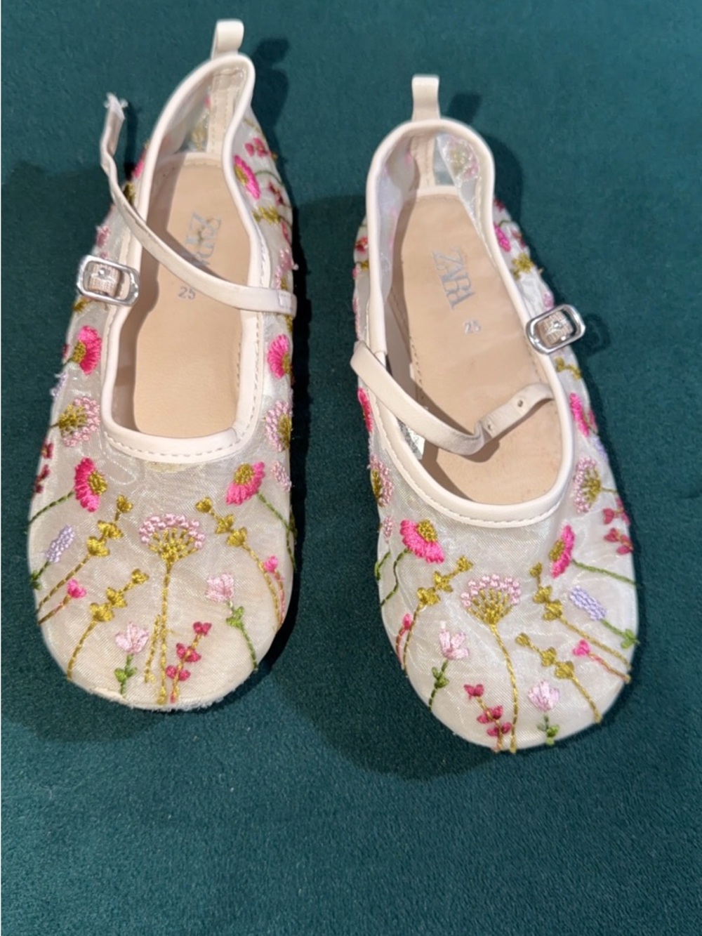 Zara Girls Pink Floral Embroidered